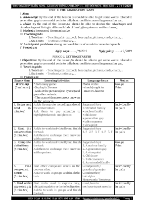 Giáo án Tiếng Anh Lớp 11 - Unit 1 The generation gaps - Năm học 2019-2020 - Đỗ Văn Bình
